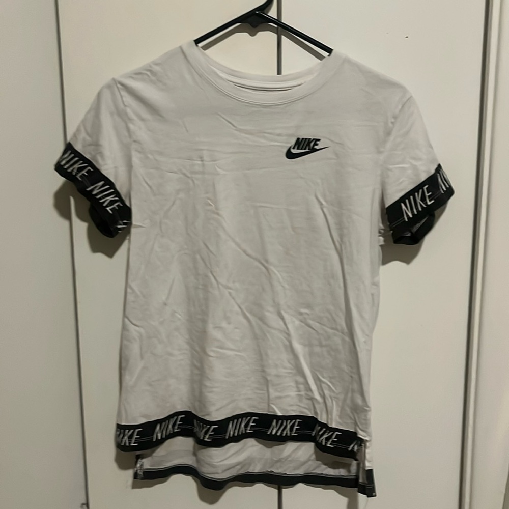 White (grayish) Nike Workout Shirt (It says XL but it fits like a medium on me?)